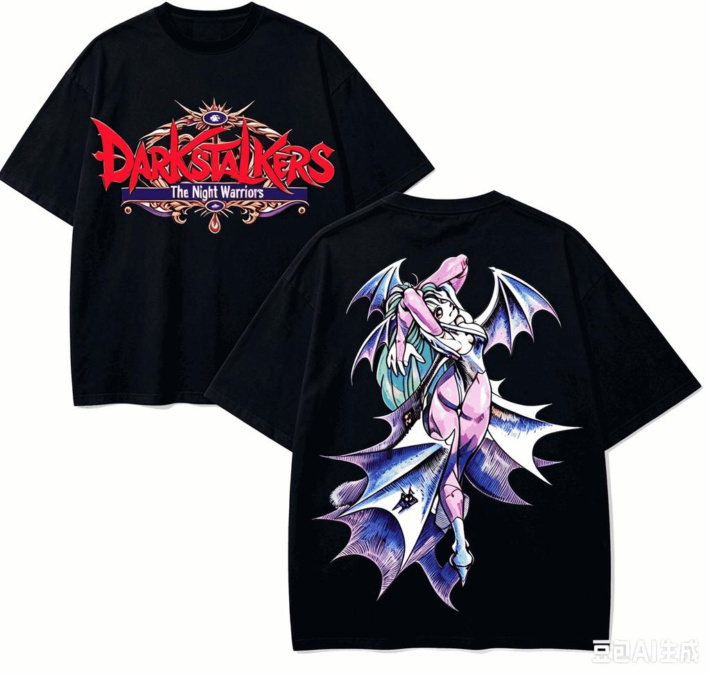 Darkstalkers Anime Lover T-shirt Harajuku Cotton New Model High Street Oversized Unisex Short C