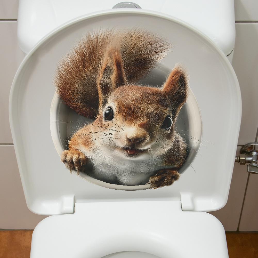 Kreative Eichhörnchen Badezimmer Toilette Dekorative Wandaufkleber