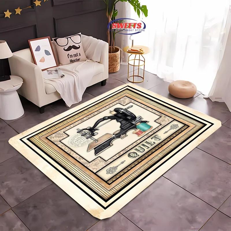 Neue Produkte schnell versandt!Vintage Nähmaschine Druck Themen Teppich Multi-Größe Optional Zuhause Bekleidungsgeschäft Exquisiter Teppich