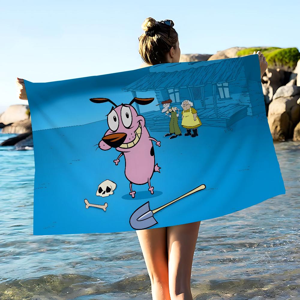 C-CORAGGIO Il Cane C-Codardo Telo Mare Asciugamano da Bagno Colorato per Ragazza Microfibra Asciugatura Rapida Personalizzato Senza Sabbia Spiaggia Palestra Piscina