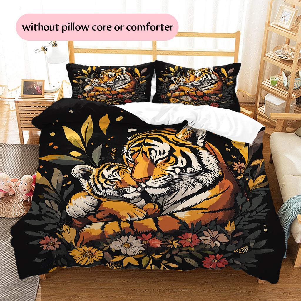 Hugging Animals  Pattern Bedding Quilt Set Quilt Cover Pillowcase Home Decoration  Gift (1 * duvet cover + 2 * pillowcase, without core)