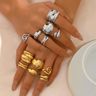 Wind Jewelry Ins Geometric Metal Curved Design Ring Niche Open Ring Versatile High Sense