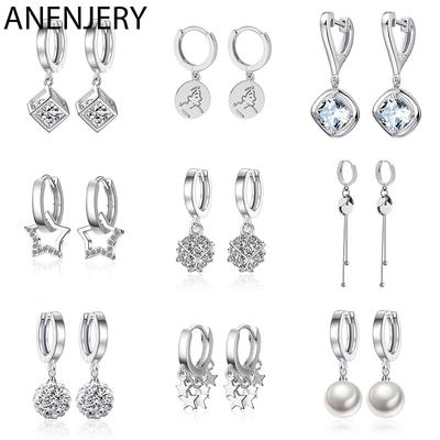 Pendientes de mujer Pendientes de aro con colgante Pendientes elegantes con colgante de medalla de circón para mujer Regalos de joyería