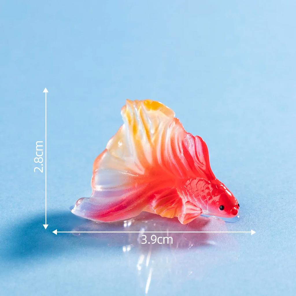 1PC Miniature Resin Gold Fish Figurine for Tank Decorations Mini Colorful Simulation Gold Fish Micro Landscape Pet Supplies
