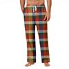 Men's Striped Plaid Print Pocket Casual Pants Home Pajama Pants