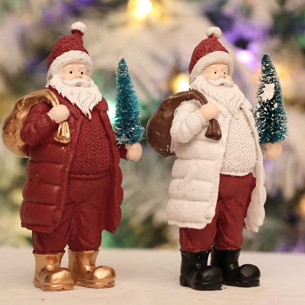 Resin Christmas Figurine Standing Holiday Santa Statue Santa Claus Ornaments  Home Decor