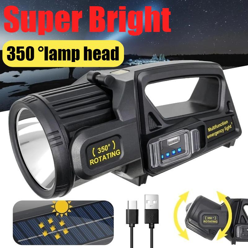 Proiector 350000 Lumeni, Proiector Led Reîncărcabil Lanterna 9 Moduri Super Luminoasă Exterior Impermeabilă Solară