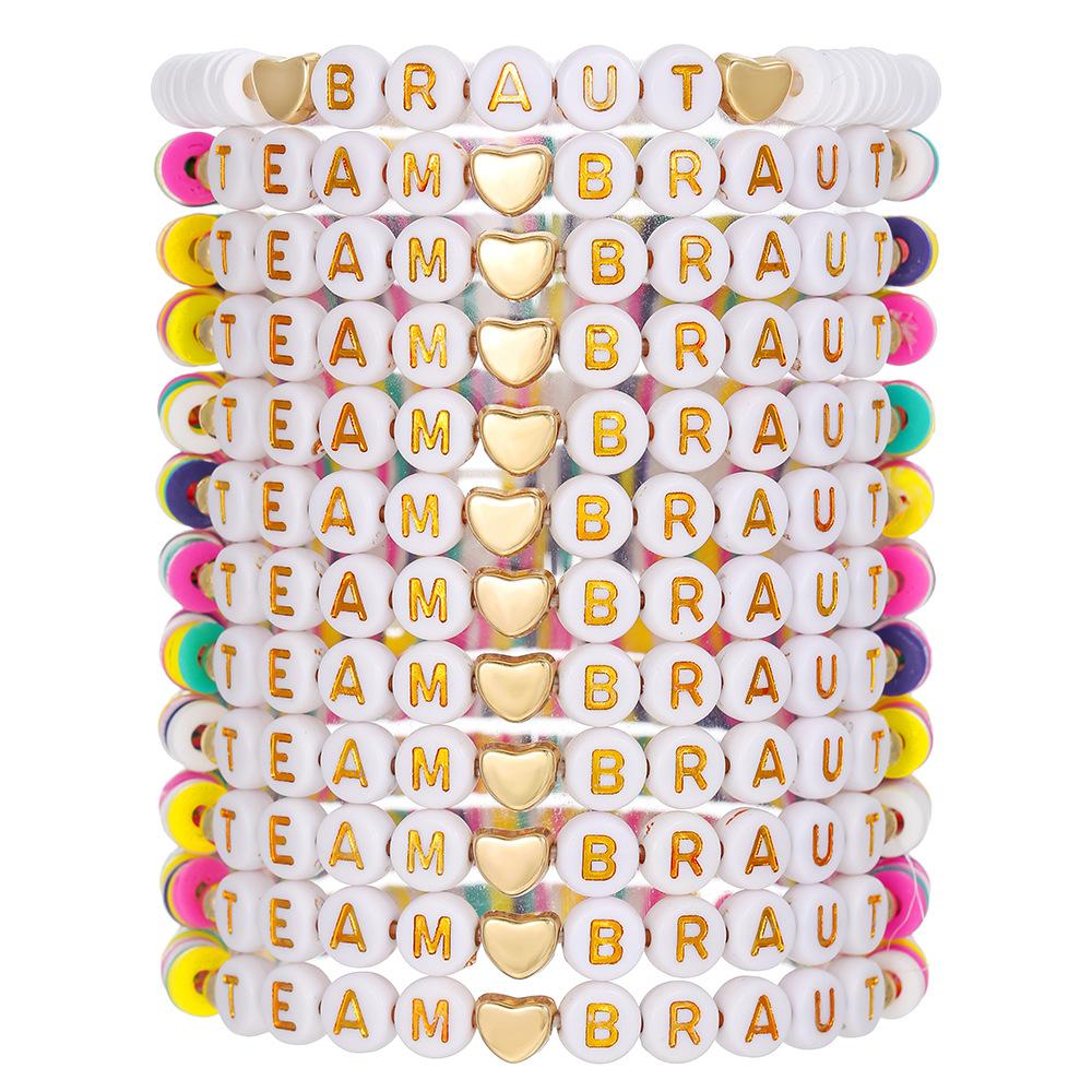 Popular Soft Pottery Letter Beads Friendship Combination Bracelet Bridal Team Bohemian Beads Stacked Wearing Jewelry