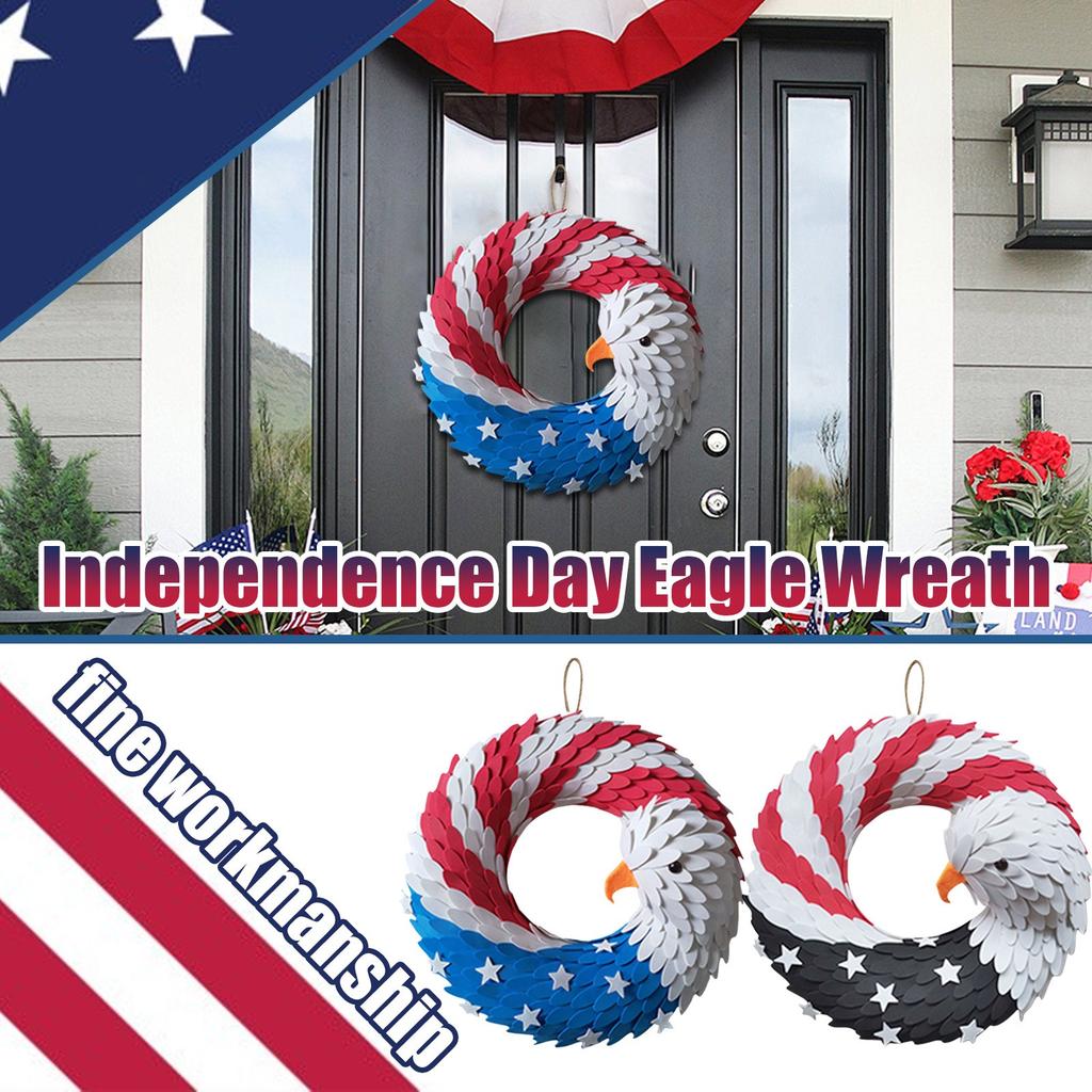 USA Independence Day Wreath, American Flag Patriotic Wreath Front Door Decoration