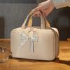 Bow Travel Makeup Handbag Solid Color Women's Wash Bags Toiletries Storage Pouch  Bath Wash