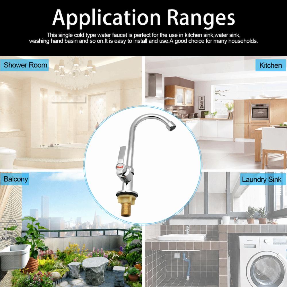 Zinc Alloy Faucet Tap Single Cold Water Water Tap Durable Sink Tap Bar