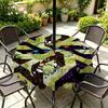 Outdoor Round Tablecloth With Umbrella Hole Patio Garden Deck Waterproof Oil Resistant Drop Cloth