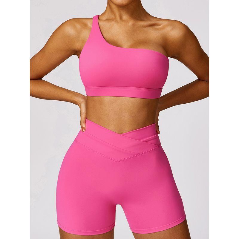 Oblique Shoulder Beauty Back Exercise Underwear Women's Bubble Wrap Push Up Sexy Yoga Jacket Outwear Open Back Fitness Vest Bra