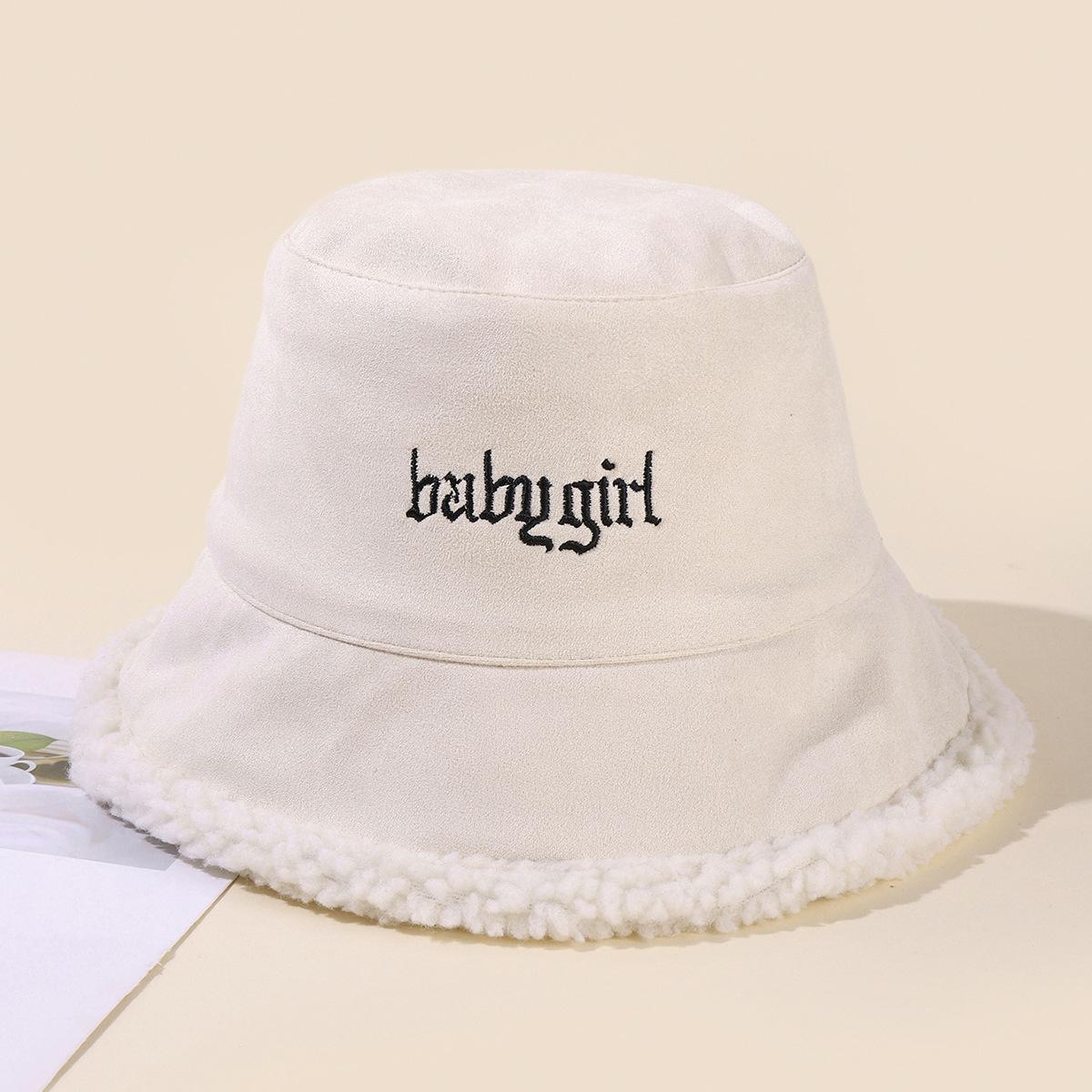 

Осень и зима новая купольная шляпа-ведро женская солнцезащитная двусторонняя плюс бархатная вышитая рыбацкая шляпа one size белый