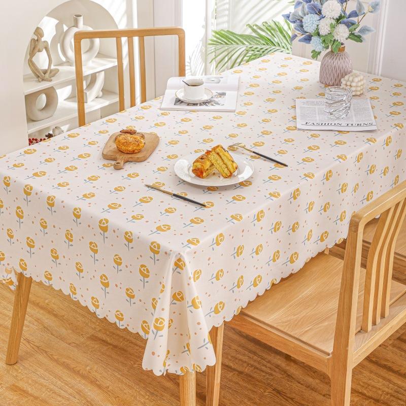 Home Decoration Waterproof and Oil Proof Tablecloth Pastoral Printed Pattern Flowers Geometric Rectangular Dining Table Cloths Kitchen Accessories