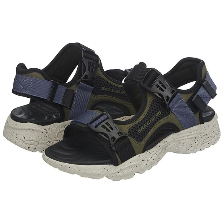 Skechers Sandalia Stamina Fisherman Cómoda Ligera Sandalias de Playa Sandalias para Hombre Oliva Negro 237396-OLBK