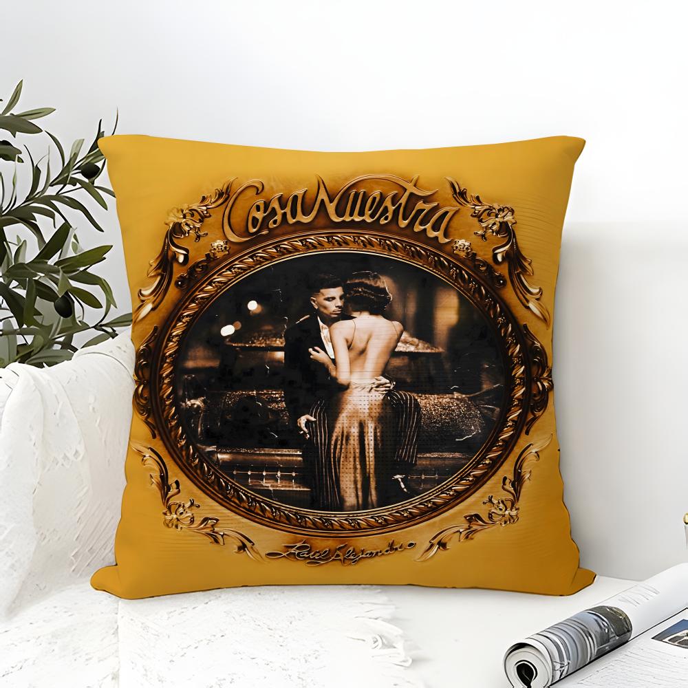 Pillow Case Cotton Linen Fabric Square Zipper Pillowcase Home Decorative Living Room Playa Saturno R-Rauw Alejandro Singer 4