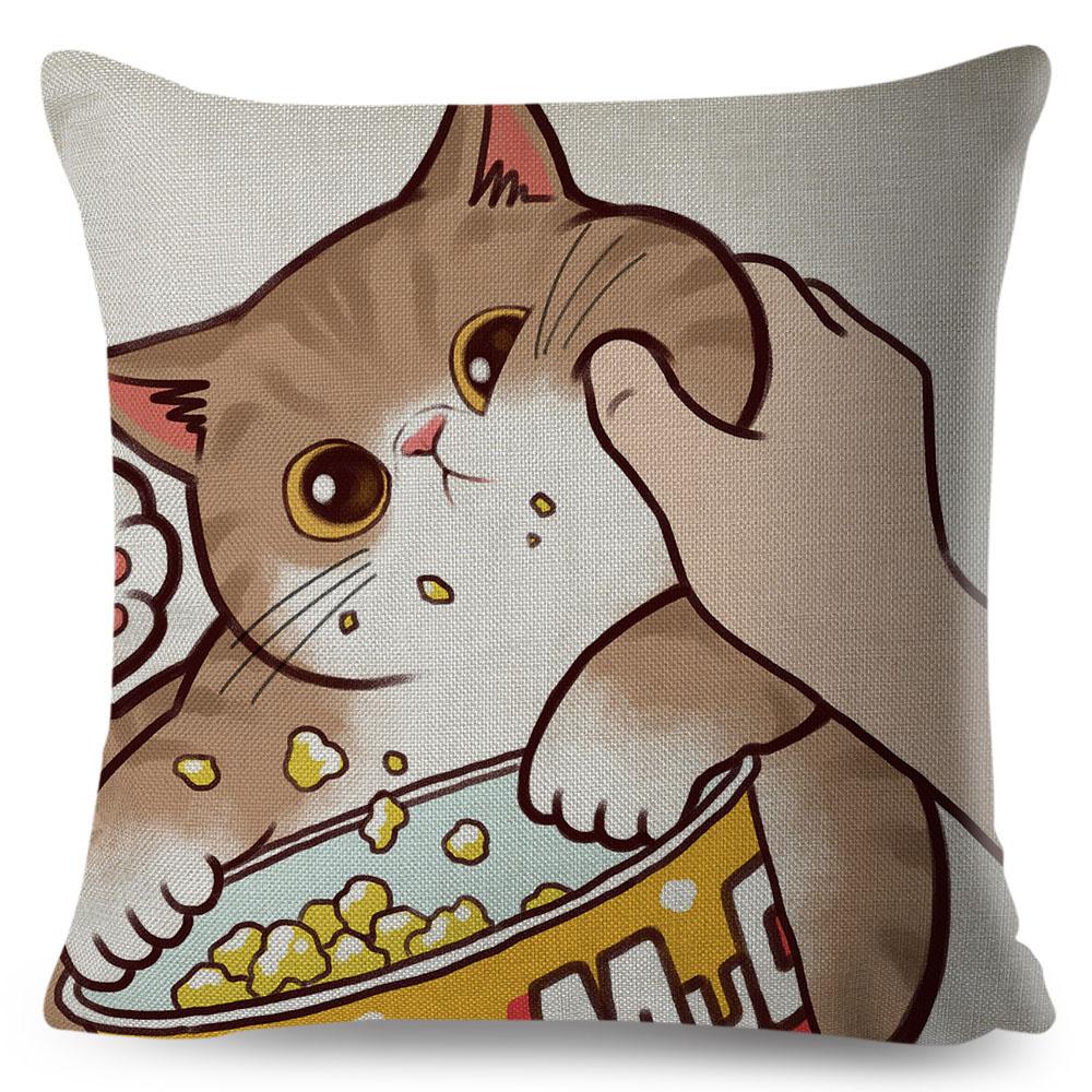 Lustige Liebe Kuss Niedliche Katze Kissenbezüge für Sofa Zuhause Auto Kissenbezug Kissenbezüge Dekor Cartoon Kissenbezug 45x45cm
