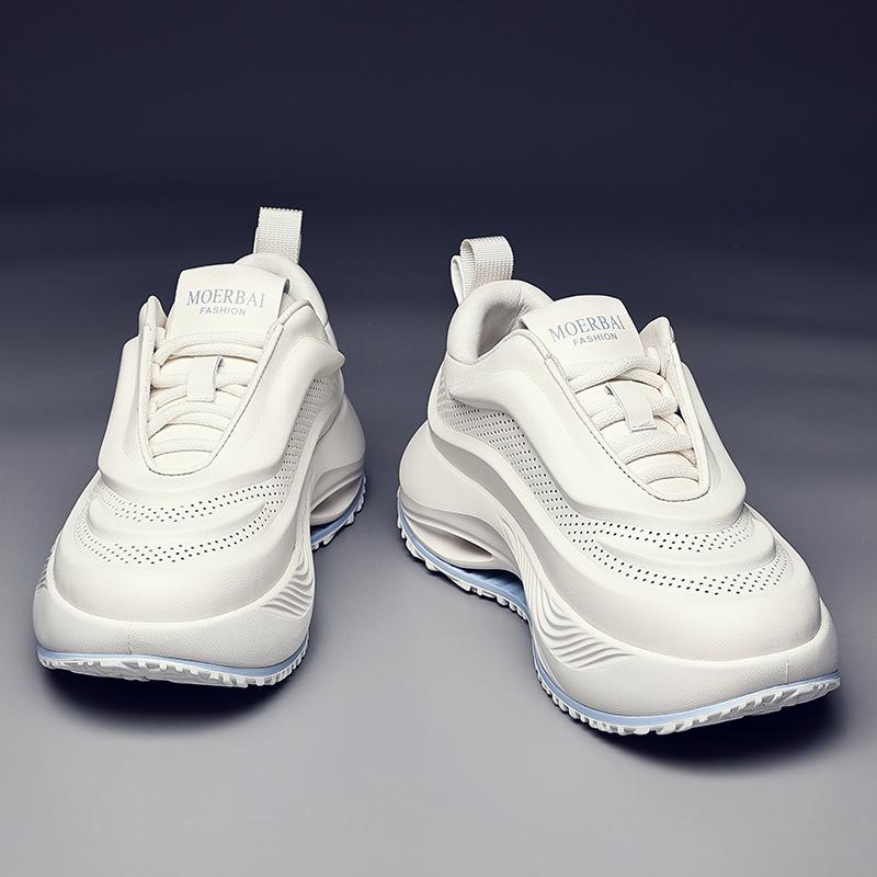 Genuine Leather Dad Shoes Men Bread Design Comfortable Increase 6Cm Thick Soles Elevated Sports White Shoes Pantshoes Shoes Man