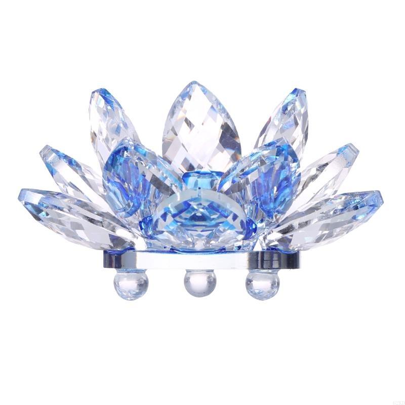 62KD Glass Lotus Flower Stand Tea Light Holder Candlestick Wedding Decorations