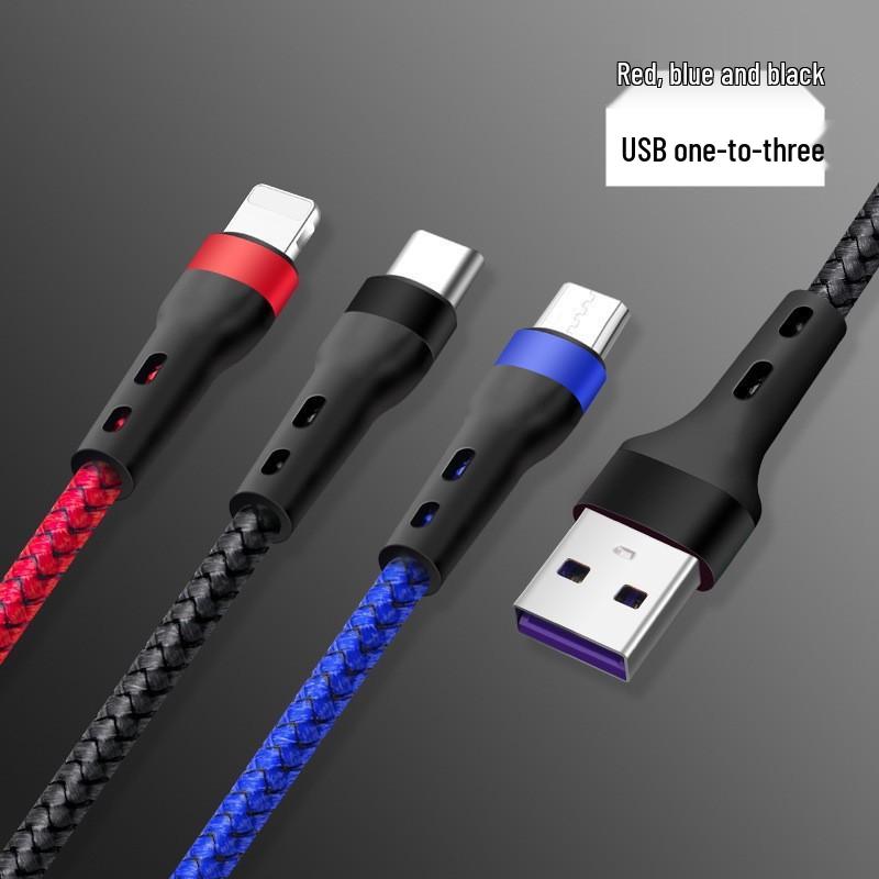 

PD100W 3-in-1 Fast Charging Cable for iPhone 15, Android, and LeEco Devices Bare cable