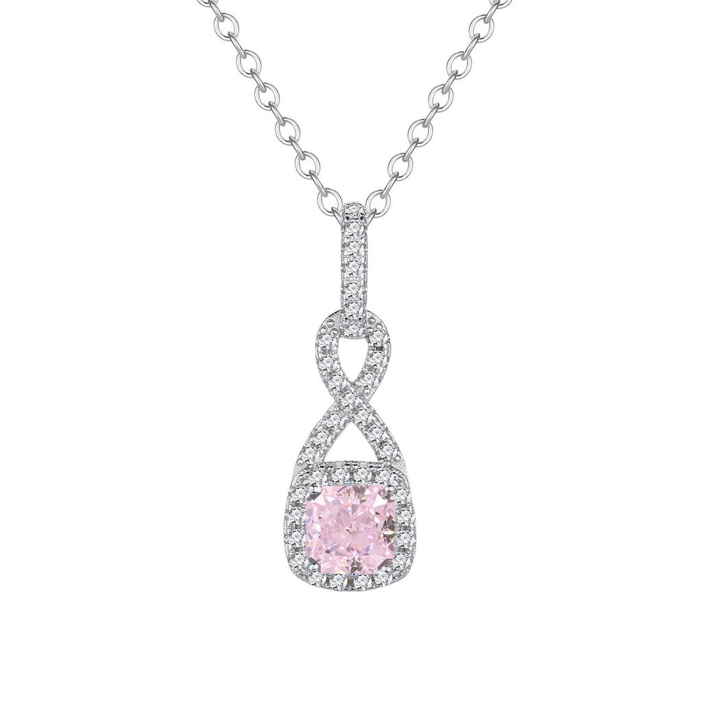 S925 Sterling Silver Ice Flower Cut 8-Character Necklace High-End Sugar Cube Strong Chain Ins Light Luxury Square Collarbone Chain