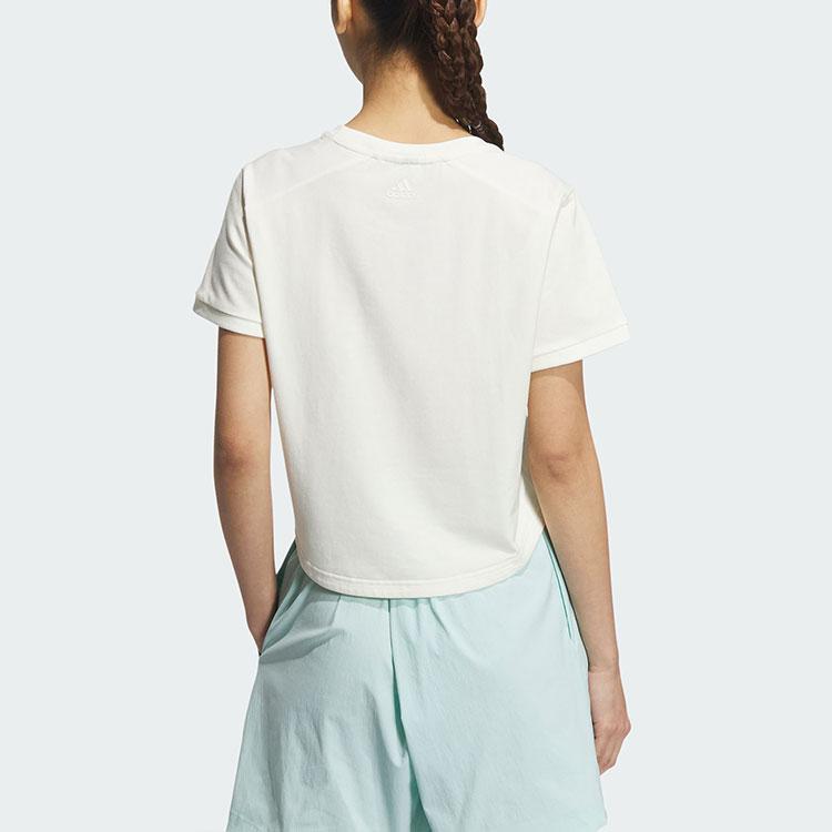 Adidas Printed Anime Cropped Round Neck Short Sleeve T-Shirt Women Tops White JN6663