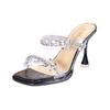 Silver high-heeled slippers women's 2025 summer new thin-heeled sandals open-toe wear rhinestone transparent fashion one-word