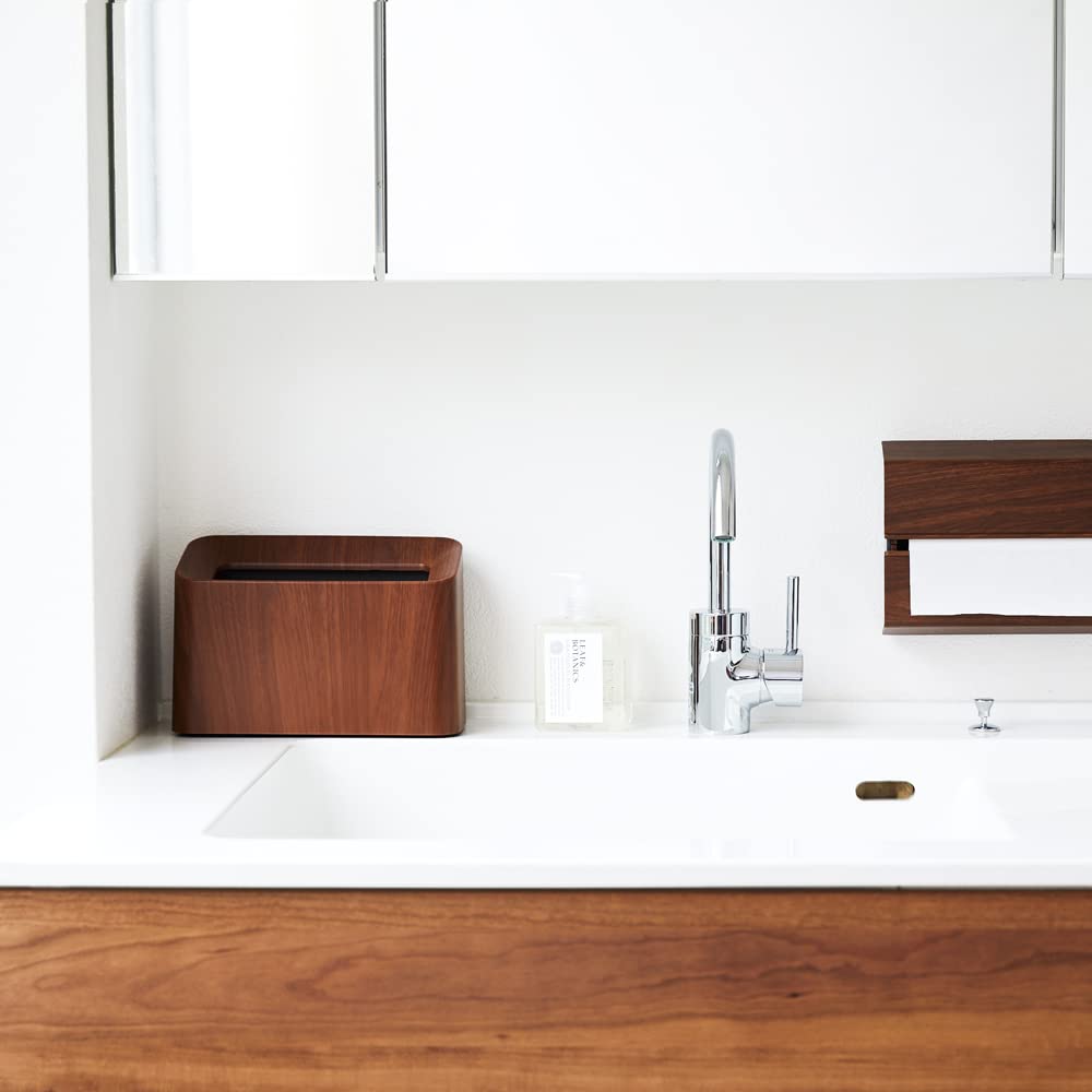 ideaco Trash Wood TUBELOR Cotton Trash Can, Small, Rosewood, Grain, 1.7L,