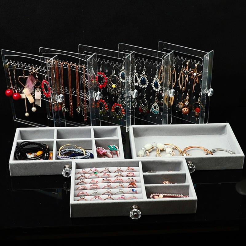 Multi Level Jewelry Tray Jewelry Display Stand Bracelets/Necklaces/Bangles Holder Transparent Jewelry Storage Box