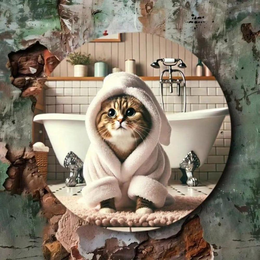 Vintage Cat Metal Sign Waterproof Wall Art Home Cafe Decor
