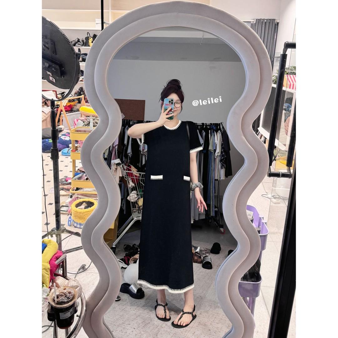 

CrystalGoo French Chic Colorblock Round Neck Dress - Short/Long Sleeve Options 2XL чёрный