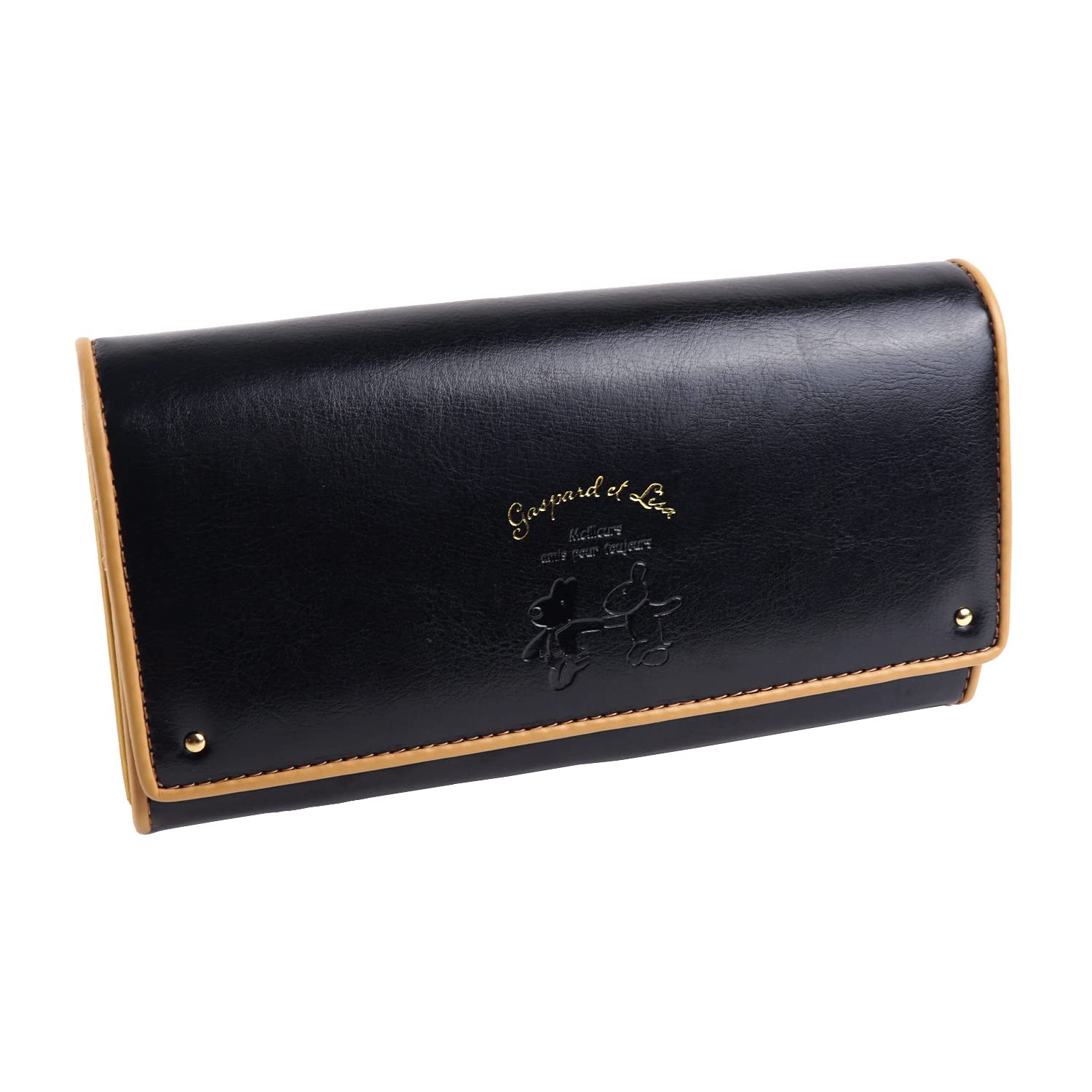 

Eemono Lisa and Gaspard Lisa Gaspard Long Wallet for Embossed with Foil Coin Cute Character Retro Large Gift for Christmas Women, Stamping, Purse, чорний