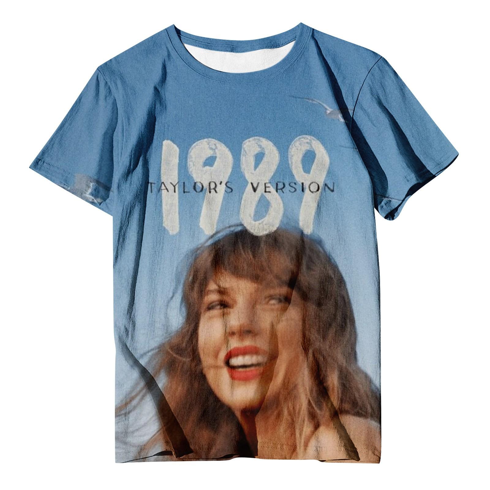 

Men s And Women s Casual Loose Printed T-shirt With Round Neck Pullover Short Sleeved Top XL синій