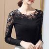 Lace Long Sleeve T Shirt With Mesh Fabric For Womens Elegant Office Wear