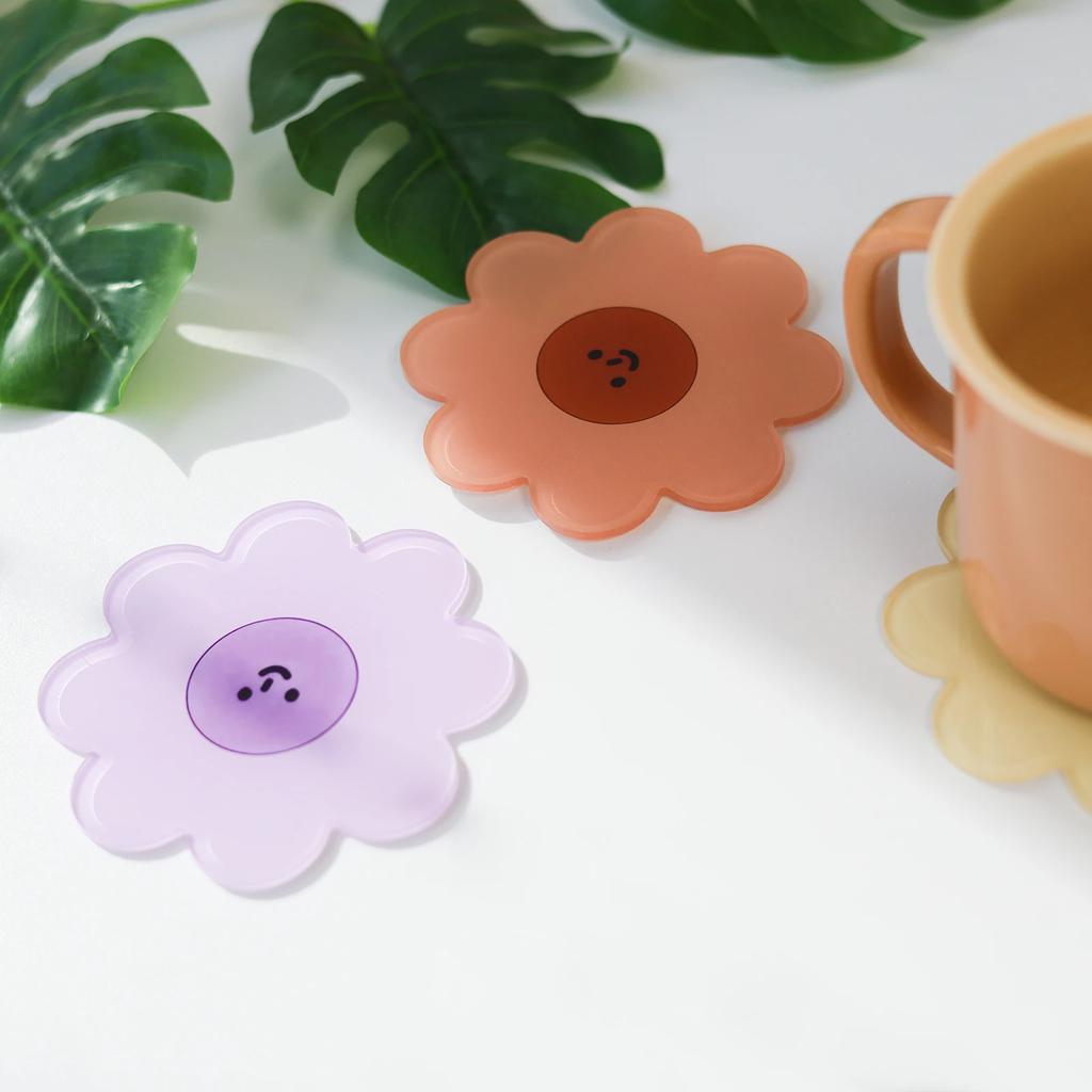Flower Coasters Acrylic Waterproof Heat Insulation Anti Slip Coffee Cup Mats Cute Flowers Pads Kitchen Tableware Pad Decoration