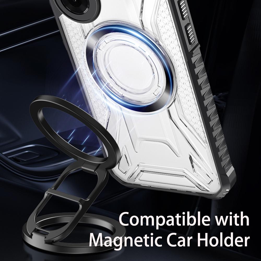 KEYSION Průhledný magnetický kryt pro TECNO Spark Go 2 Pop 10 Měkký silikon+PC Odolný proti nárazům Kryt na telefon pro Infinix Smart 10