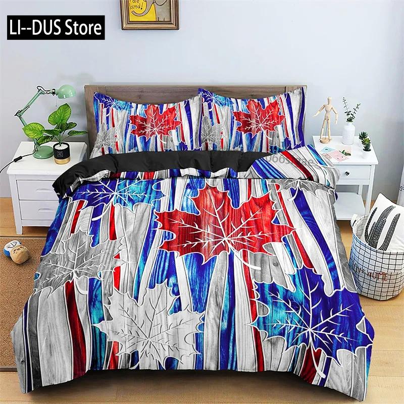 Comforter Canadian Maple Leaves Autumn Theme Bedding Set Microfiber Leaf Comforter Twin Full King For Kids Adult Bedroom
