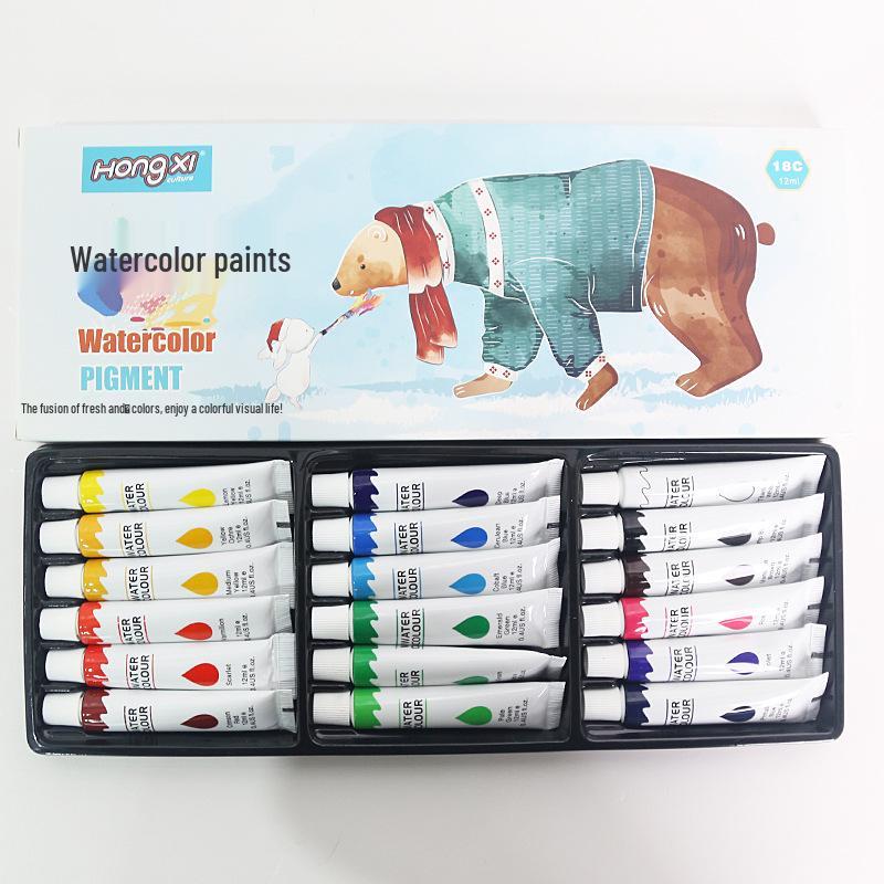 Washable Children's Watercolor Paint Set - 12, 18, or 24 Colors - Perfect for Kindergarten Art Activities