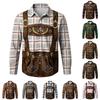 Herren Langarmhemd mit 3D-Druck Karomuster Klassischer Kragen Lockerer Schnitt Vintage-Stil für Festivals Partys und Outdoor-Aktivitäten