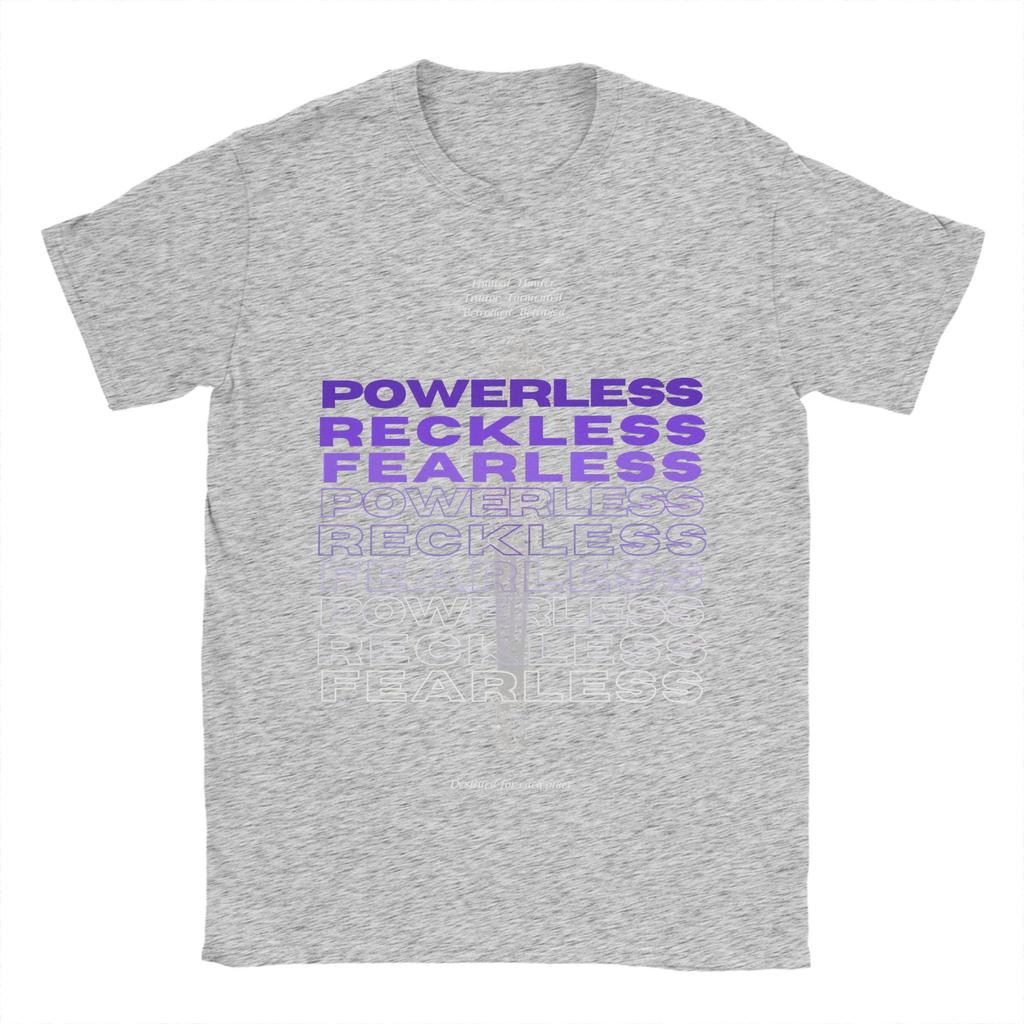 Unique Powerless Reckless Fearless  TShirts for Men Crew Neck 100 Cotton T Shirt Kai Azer Short Sleeve Tees Plus Size Tops