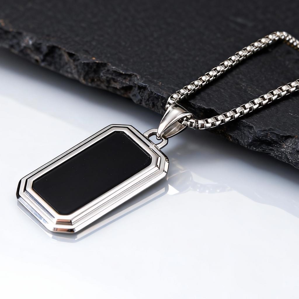 Waterproof Dogtag Necklace for Men Boys,Stylish Stainless Steel Pendant Necklace,Birthday Father Gift