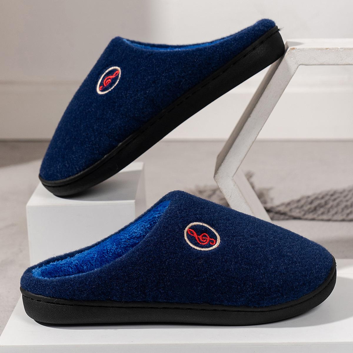 

Mao Mao Slippers Home Warm Fleece Anti-Men s Slippers Drag Women s Thickened Cotton Slippers 44-45 Темно-синій