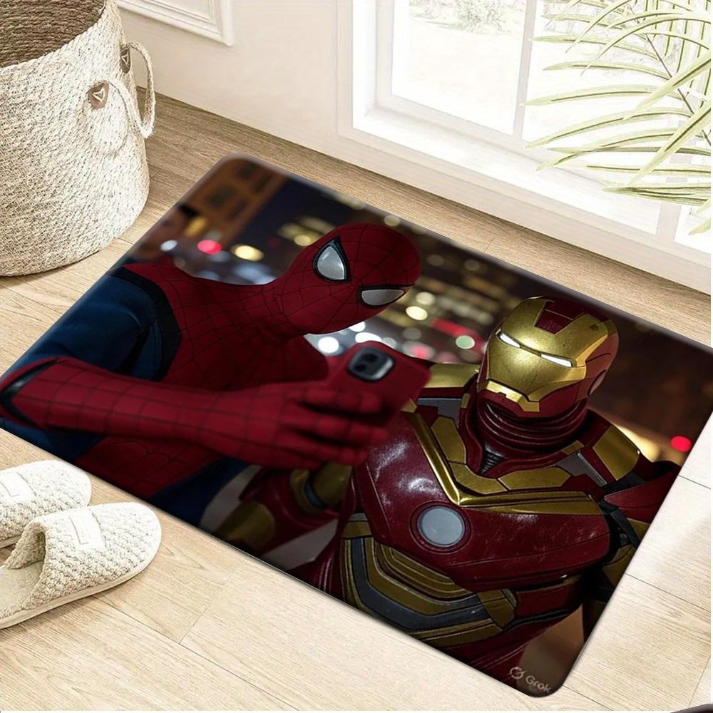 Marvel 1pc Cartoon Print Doormat, Iron for Man Red and Golden Armor Shattered Light Effect Background, Easy to Clean, Suitable