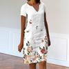 Dames zomerjurk V-hals bloemenprint losse rechte trui dress-up knielengte kleurvaste midi-jurk dameskleding