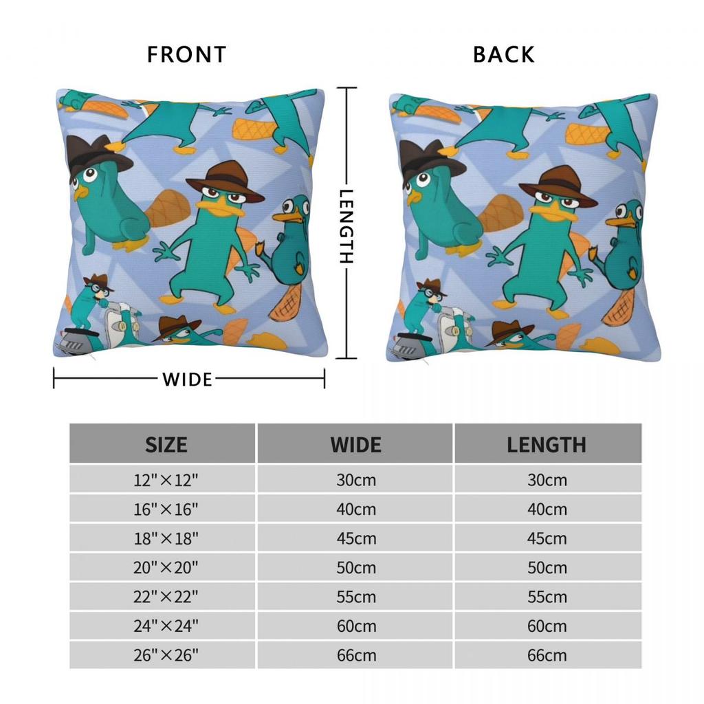 Perry The Platypus Pillowcase Polyester Cushion Cover Decorations Cartoon Pillow Case Cover Car Zippered 18'