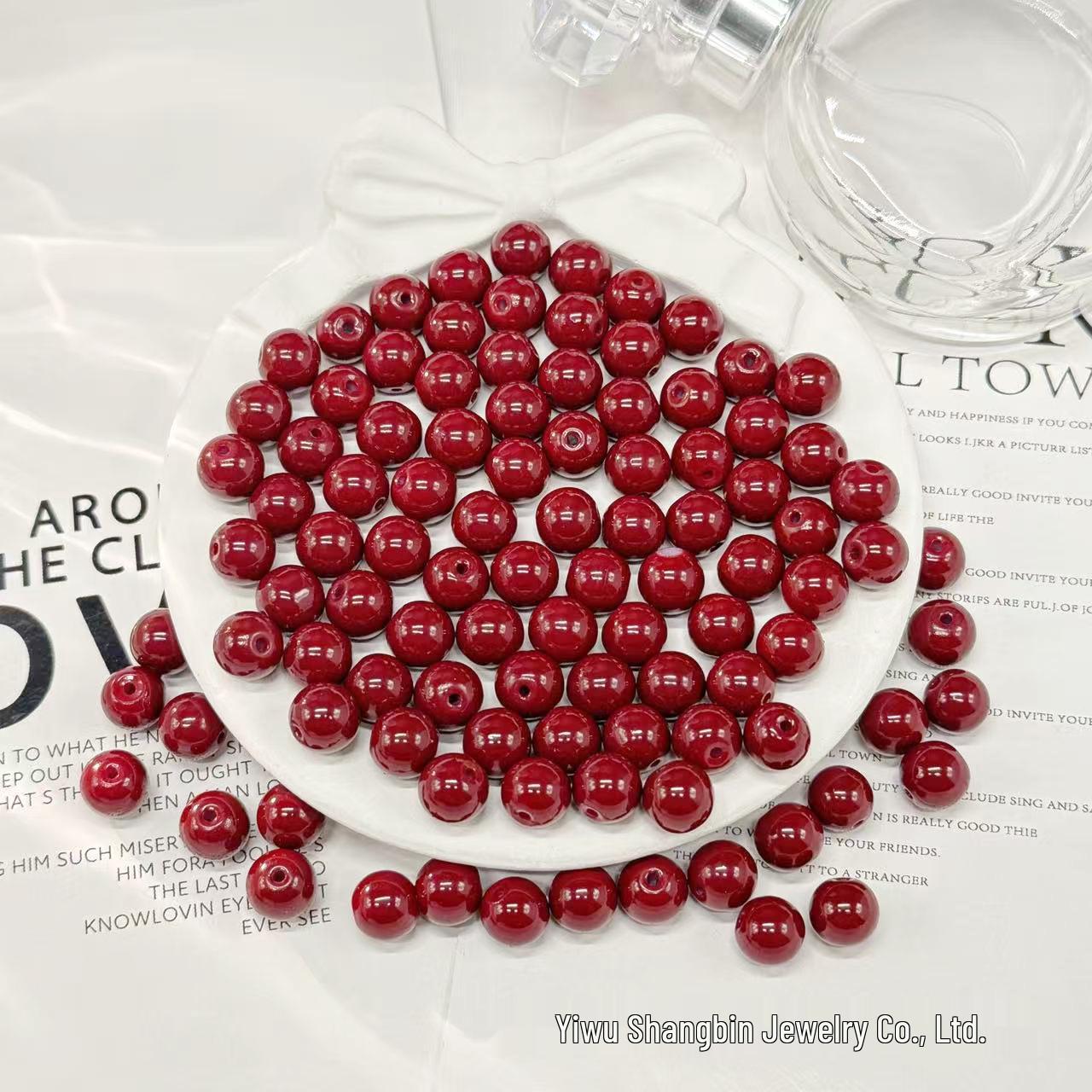 8mm & 6mm Imitation Cinnabar Glass Beads for Bracelets & Jewelry 6mm