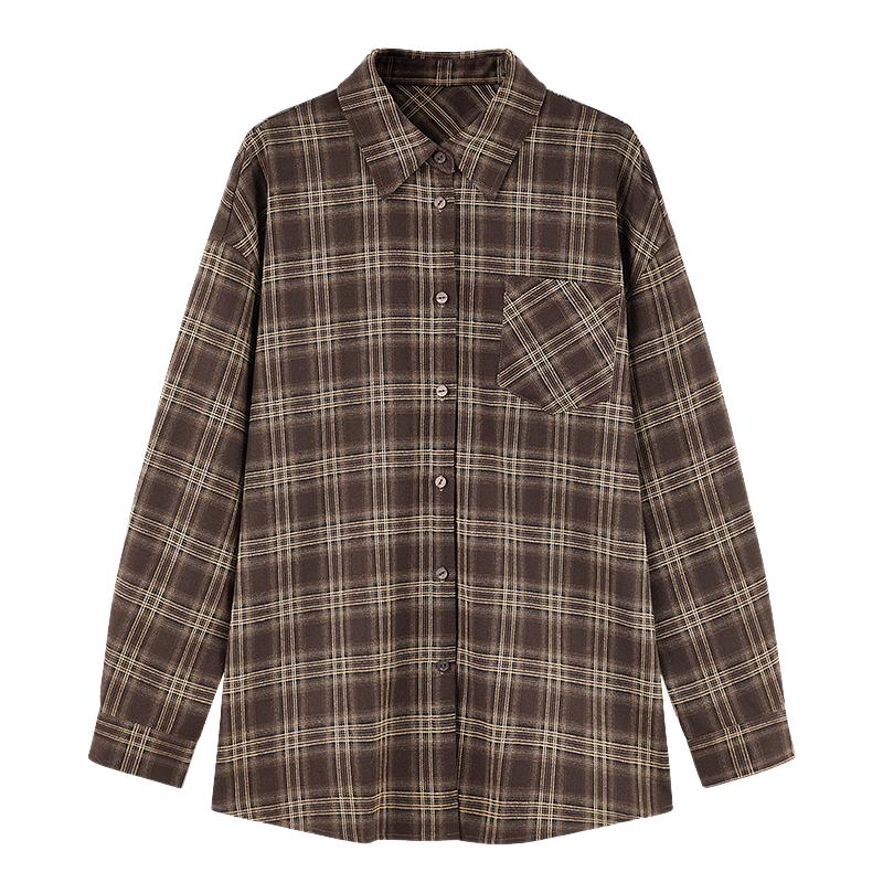 Женская ретро клетчатая рубашка с воротником L