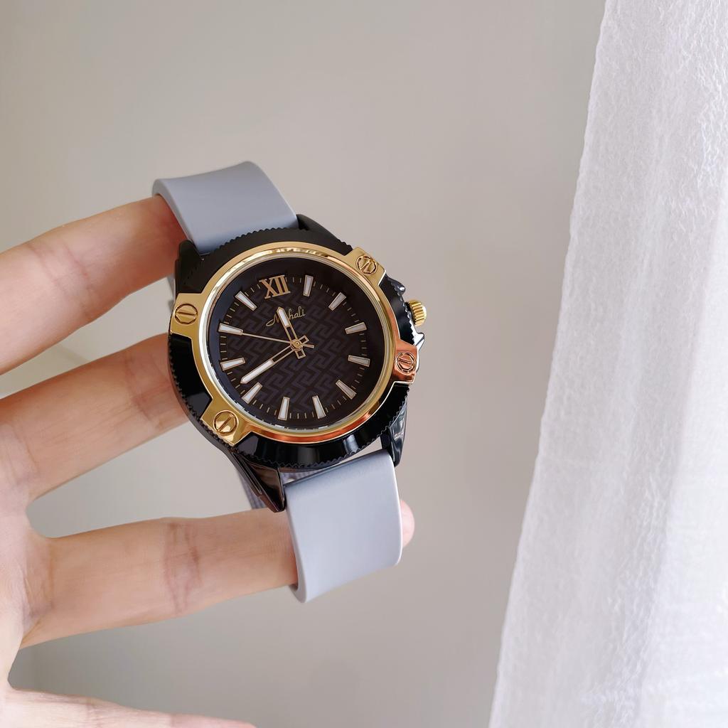 Grandma Gray Fashion High-Quality Large Dial Watch Silicone Luminous Quartz Couple Watches for Men Women Luxury Timepiece