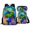 Geometry Dash Student Backpack 3-Piece Set, Geometry Dash Backpack, Shoulder Bag, Pen Bag